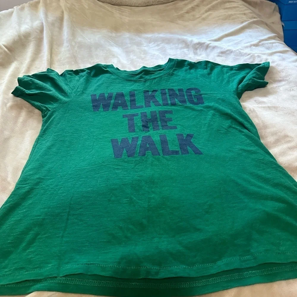 J Crew Walking the Walk Shirt with Blue Text M Protests